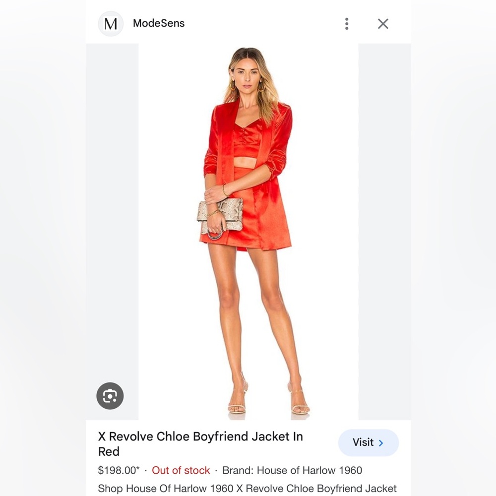 House of Harlow Red satin blazer jacket - Picture 5 of 5